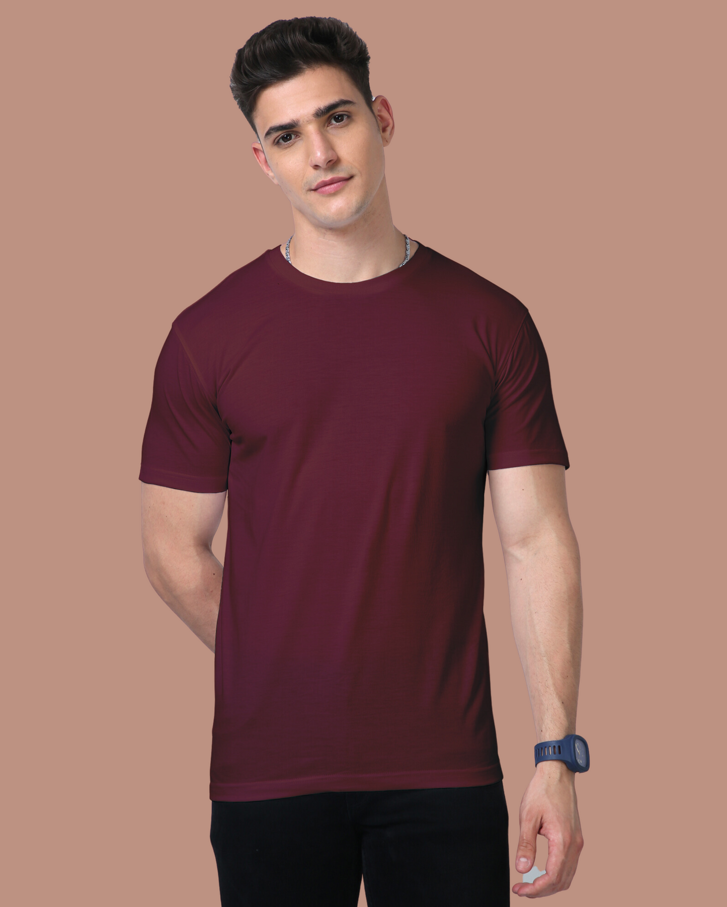 Supima Cotton T-Shirt – 100% Cotton, 160 GSM, Regular Fit Maroon