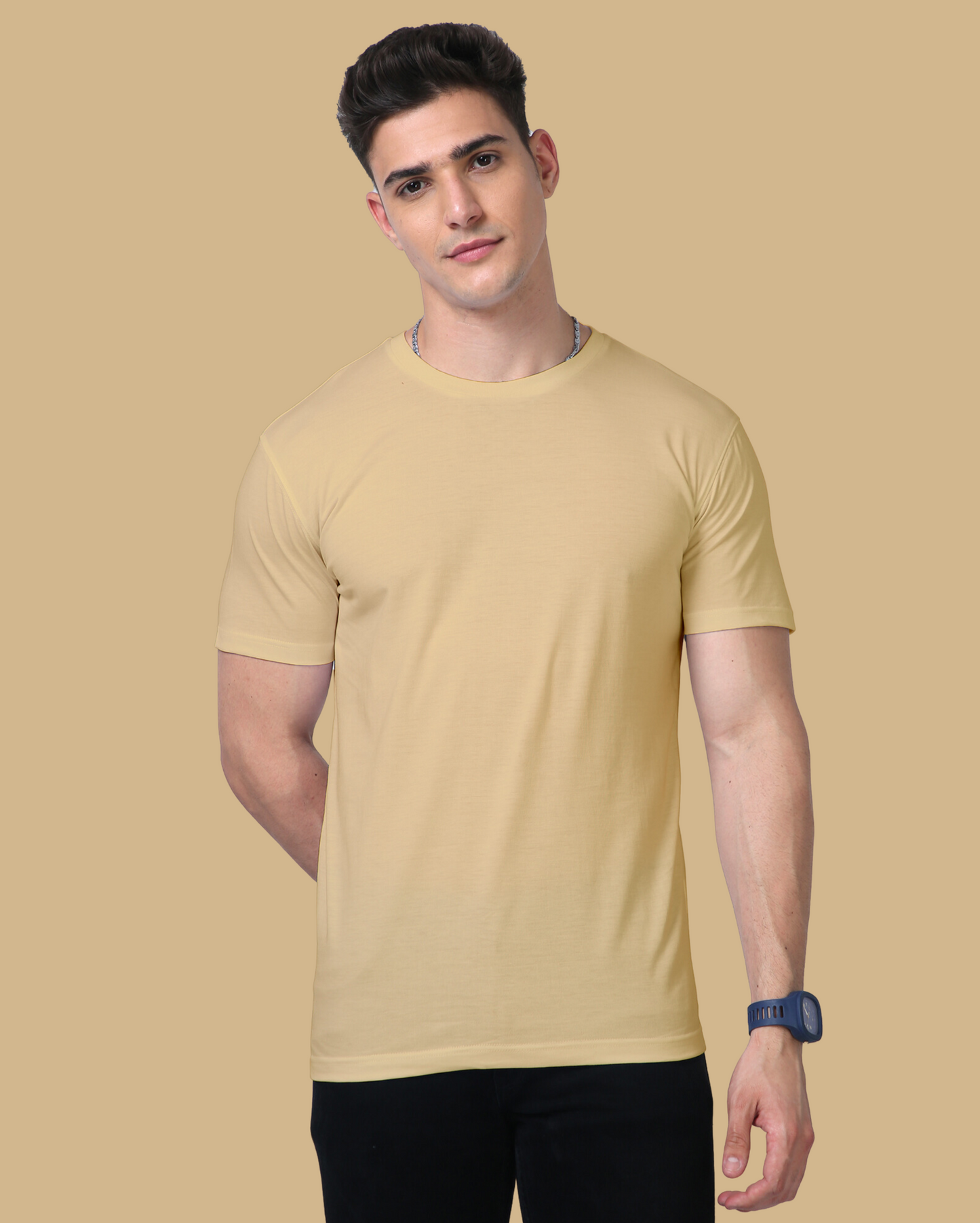 Supima Cotton T-Shirt – 100% Cotton, 160 GSM, Regular Fit Beige