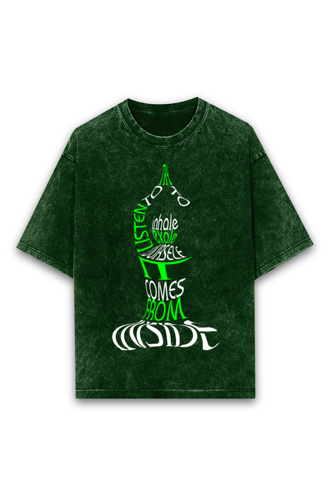 Acid Wash Oversized Classic T-shirt Bottle Green