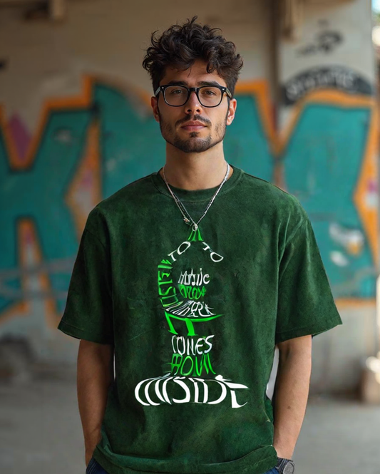 Acid Wash Oversized Classic T-shirt Bottle Green