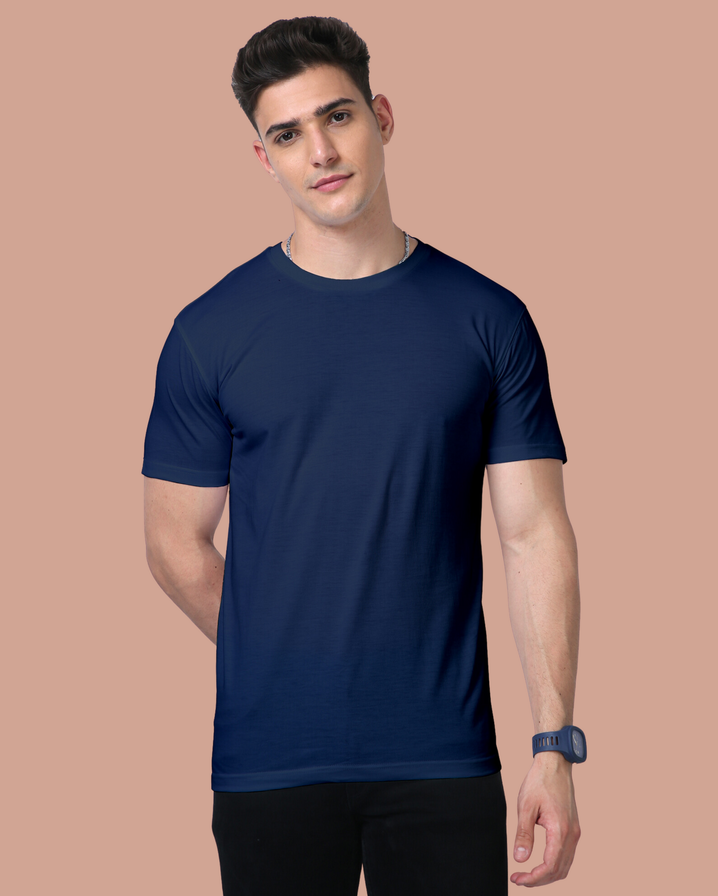Supima Cotton T-Shirt – 100% Cotton, 160 GSM, Regular Fit  Navy Blue